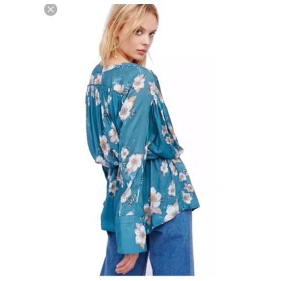 Free People Tuscan Dreams Tunic Dress.Turquoise - Picture 3 of 5